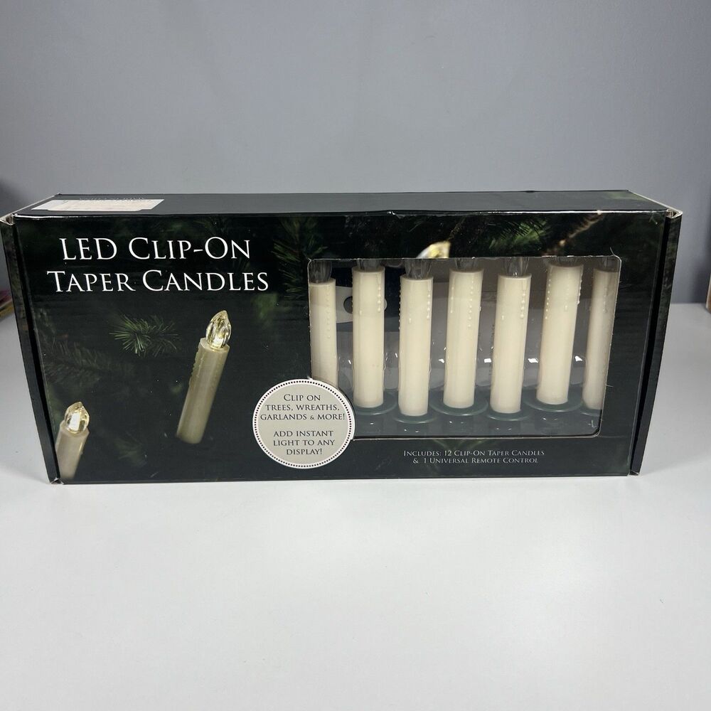 LED Clip on Tree Taper Candles Battery Operated Classic Style (Set of 12) New!